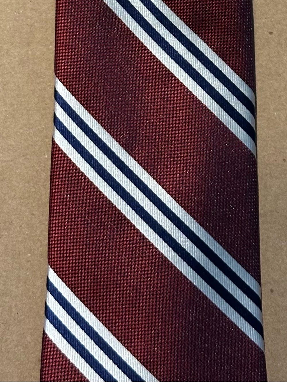 Nautica Burgundy Tie with Navy and White Stripes